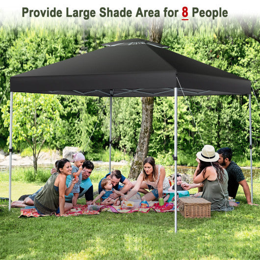 2-Tier 10 x 10 Feet Pop-up Canopy Tent with Wheeled Carry Bag-Black - PrepTakers - Survival Guide Information & Products