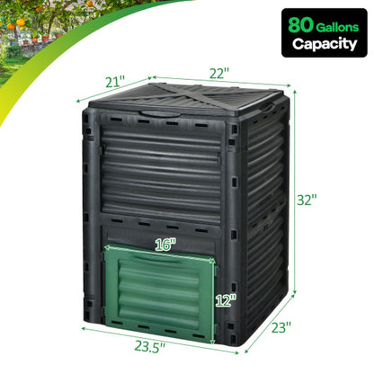80-Gallon Outdoor Composter with Large Openable Lid and Bottom Exit Door - PrepTakers - Survival Guide Information & Products