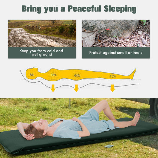 Self-inflating Lightweight Folding Foam Sleeping Cot with Storage bag-Green - PrepTakers - Survival Guide Information & Products
