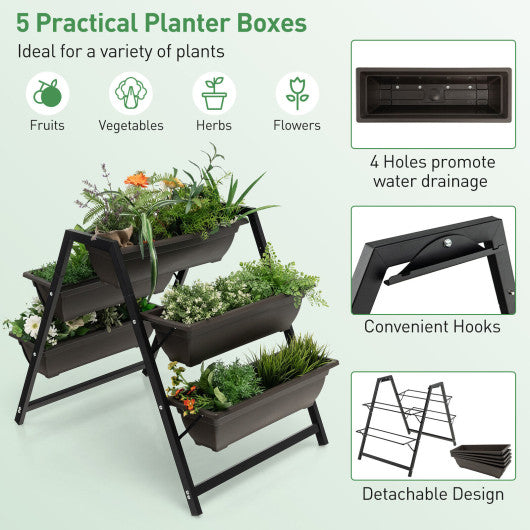 3-Tier Vertical Raised Garden Bed with 5 Plant Boxes - PrepTakers - Survival Guide Information & Products