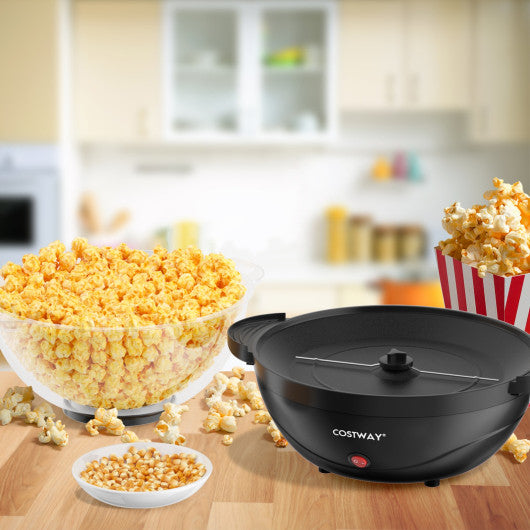 6QT Stirring Popcorn Popper Maker with Nonstick Plate-Black - PrepTakers - Survival Guide Information & Products