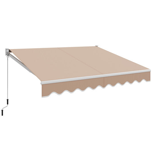 10 x 8.2 Feet Retractable Awning with Easy Opening Manual Crank Handle-Beige - PrepTakers - Survival Guide Information & Products