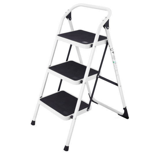 Folding 3-Step Ladder with Handgrip and Anti-Slip Platform - PrepTakers - Survival Guide Information & Products